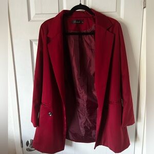 Burgundy long blazer, size small.